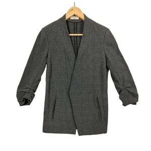 Babaton Grey Plaid Open‎ Front Blazer Jacket 4 Career Minimalist Officecore
